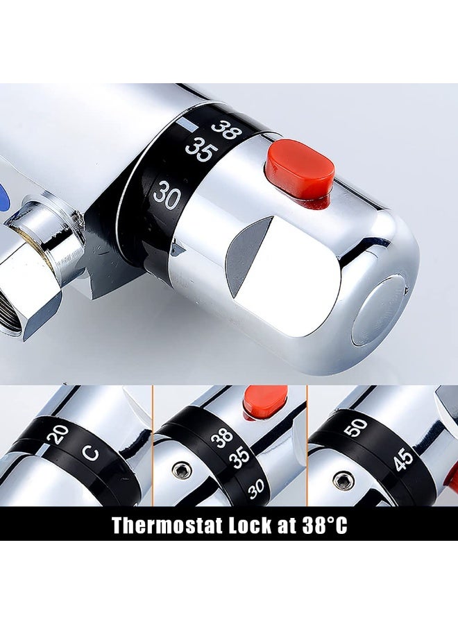 دايتويز صنبور دش حوض استحمام ثرموستاتي، قضيب صنبور دش مثبت على الحائط من الكروم، صمام تحويل من النحاس الكروم، صنبور مضاد للحروق، ملحقات حمام ذكية بدرجة حرارة ثابتة. - Image 4